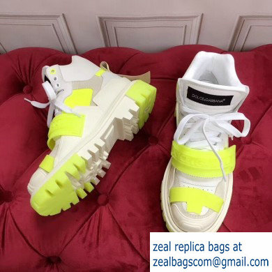 Dolce  &  Gabbana High-top Sneakers Creamy/Fluo Yellow With Logo 2019